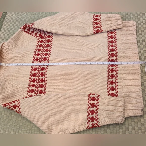 Vintage Hand Knit Mary Maxim Cowichan Style Wool Sweater Size Small - Picture 6 of 7